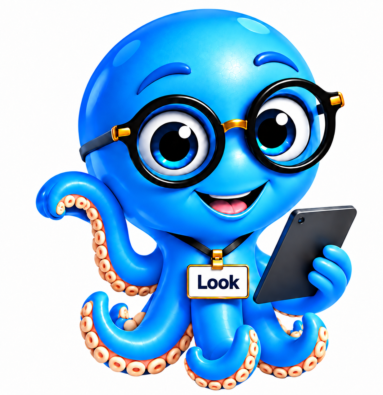 Look segurando um tablet